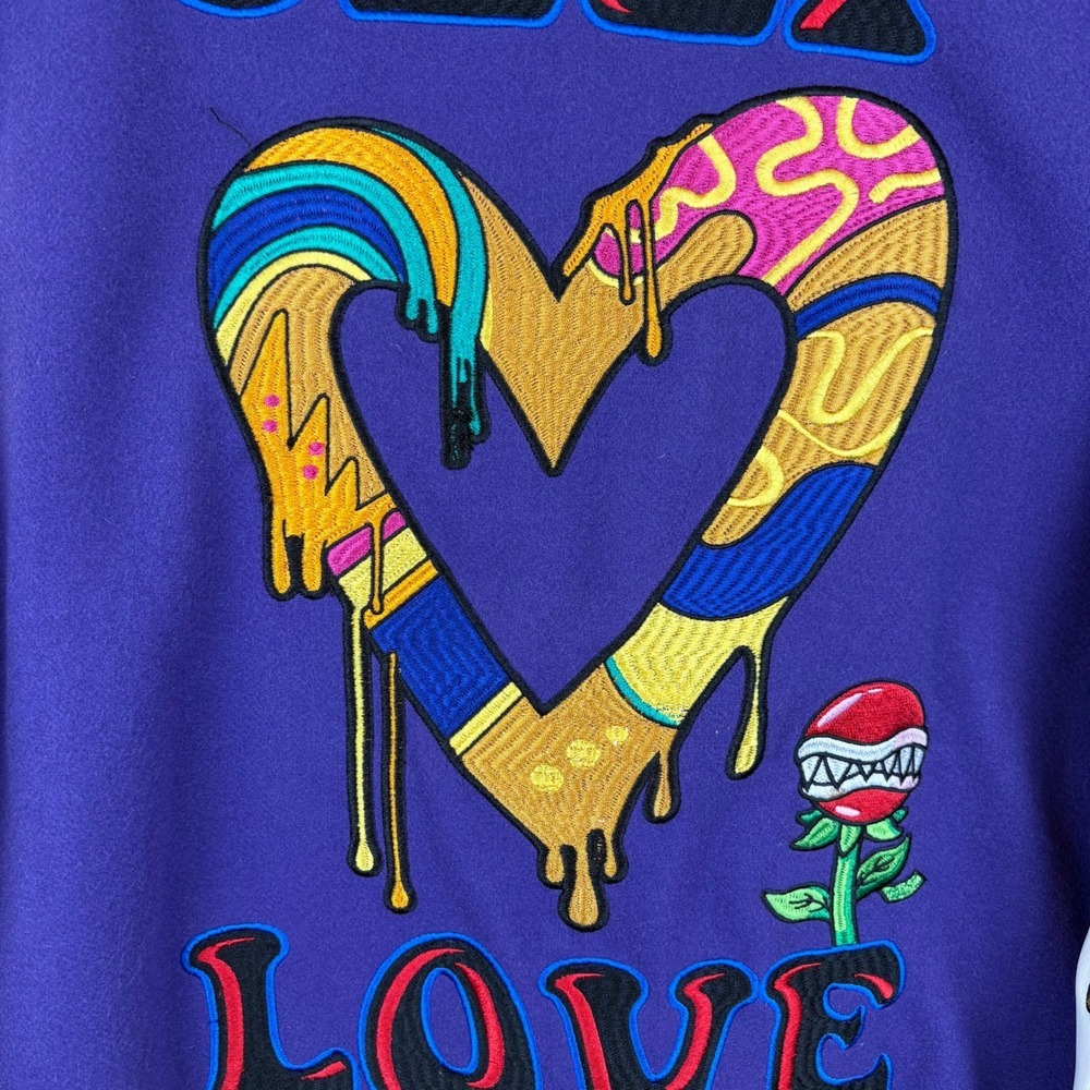 Civilized Self Love Varsity Jacket Small Purple Embroidered Letterman Bomber -S - Picture 10 of 16